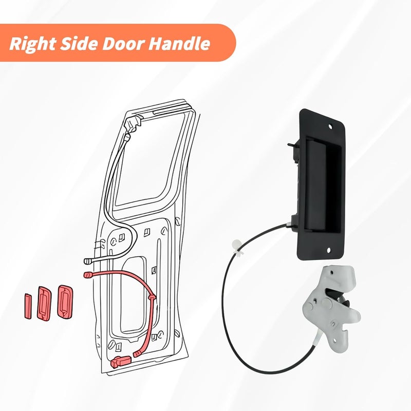 Blycorul Lower Door Latch with Handle Assembly, Passenger Side, Compatible with 1992-2009 Ford E150 E250 E350 Econoline Van Super Duty, Left Hinged Door, 40% Replaces 6C2Z-15264A01-AA - Image 3